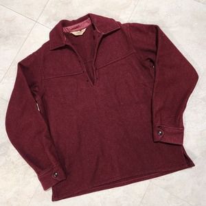 VTG Woolrich Womens M Medium Wool Maroon V Neck Pullover Sweatshirt Jacket